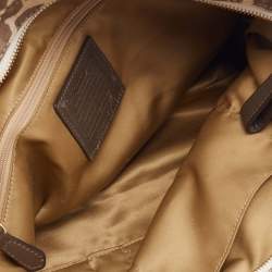 Pre Owned Coach Brown Ocelot Print Jacquard and Leather Madison East/West Tote