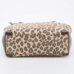 Pre Owned Coach Brown Ocelot Print Jacquard and Leather Madison East/West Tote