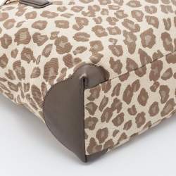 Pre Owned Coach Brown Ocelot Print Jacquard and Leather Madison East/West Tote