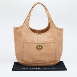 Pre Owned Coach Tan Pebbled Leather XL Ergo Legacy Tote