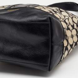 Coach Beige/Black Signature Canvas and Leather Hobo