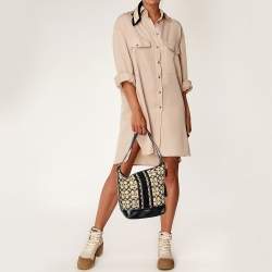 Coach Beige/Black Signature Canvas and Leather Hobo