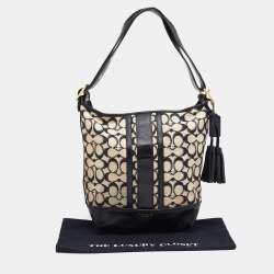 Coach Beige/Black Signature Canvas and Leather Hobo