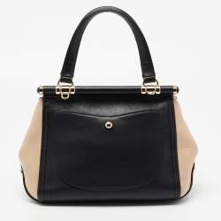 Pre Owned Coach Black/Beige Snakeskin Embossed Leather And Leather Drifter Top Handle Bag