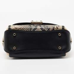 Pre Owned Coach Black/Beige Snakeskin Embossed Leather And Leather Drifter Top Handle Bag