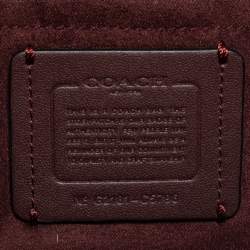 Pre Owned حقيبة كتف كوتش جلد نقش ثعبان وكانفاس شعار ماركة بني / أحمر قلاب كلار