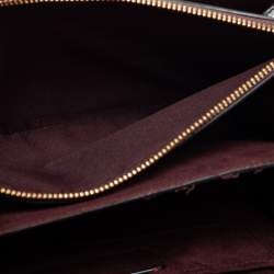 Pre Owned حقيبة كتف كوتش جلد نقش ثعبان وكانفاس شعار ماركة بني / أحمر قلاب كلار