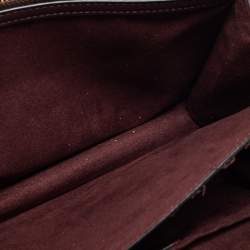 Pre Owned حقيبة كتف كوتش جلد نقش ثعبان وكانفاس شعار ماركة بني / أحمر قلاب كلار