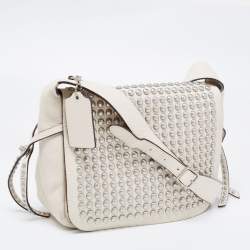 Pre Owned Coach White Leather Rivets Dakotah Crossbody Bag