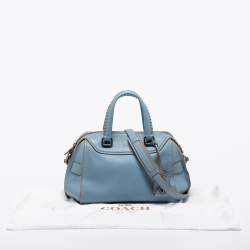 Pre Owned Coach Blue Leather Ace Satchel