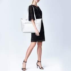 Pre Owned حقيبة يد توتس كوتش غاليري جلد وكانفاس مقوى بشعار ماركة أبيض 