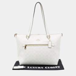 Pre Owned حقيبة يد توتس كوتش غاليري جلد وكانفاس مقوى بشعار ماركة أبيض 