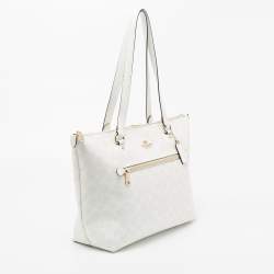 Pre Owned حقيبة يد توتس كوتش غاليري جلد وكانفاس مقوى بشعار ماركة أبيض 