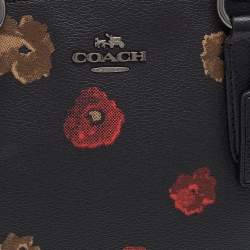 Coach Black Flower Print Coated Canvas And Leather Mini Christie Carryall Satchel