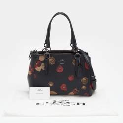 Coach Black Flower Print Coated Canvas And Leather Mini Christie Carryall Satchel
