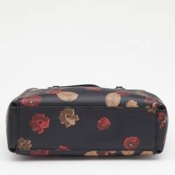 Coach Black Flower Print Coated Canvas And Leather Mini Christie Carryall Satchel