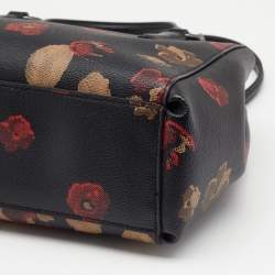 Coach Black Flower Print Coated Canvas And Leather Mini Christie Carryall Satchel