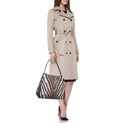 Pre Owned Coach Brown/Beige Zebra Print Canvas and Leather Madison Phoebe Shoulder Bag