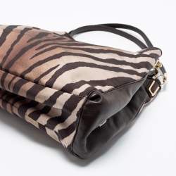 Pre Owned Coach Brown/Beige Zebra Print Canvas and Leather Madison Phoebe Shoulder Bag
