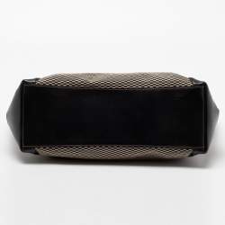 Pre Owned Coach Black/Beige Jacquard and Leather Ava Legacy Tote