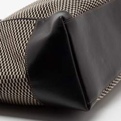 Pre Owned Coach Black/Beige Jacquard and Leather Ava Legacy Tote