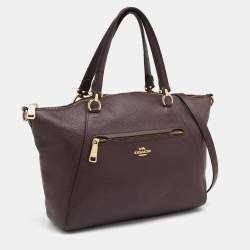 Pre Owned Coach Burgundy Pebbled Leather Prairie Satchel