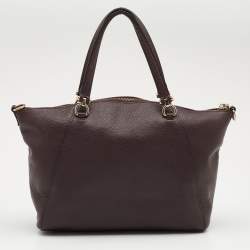 Pre Owned Coach Burgundy Pebbled Leather Prairie Satchel