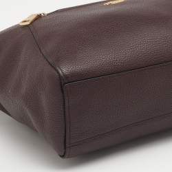 Pre Owned Coach Burgundy Pebbled Leather Prairie Satchel