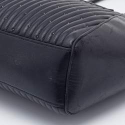 Pre Owned Coach Black Quilted Leather Studded Prairie Satchel