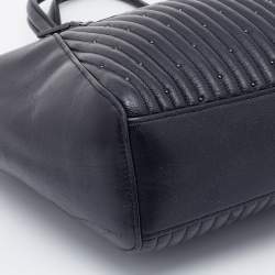 Pre Owned Coach Black Quilted Leather Studded Prairie Satchel