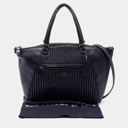 Pre Owned Coach Black Quilted Leather Studded Prairie Satchel