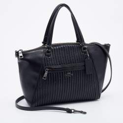 Pre Owned Coach Black Quilted Leather Studded Prairie Satchel