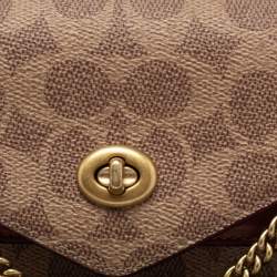 Pre Owned Coach Beige/Tan Signature Coated Canvas and Leather Aster Crossbody Bag