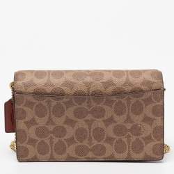 Pre Owned Coach Beige/Tan Signature Coated Canvas and Leather Aster Crossbody Bag