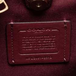 Pre Owned Coach Brown/Red Signature Coated Canvas and Leather Small Town Bucket Bag