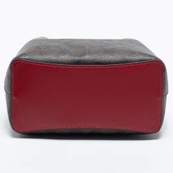 Pre Owned Coach Brown/Red Signature Coated Canvas and Leather Small Town Bucket Bag