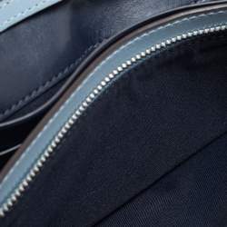 Pre Owned Coach Blue/Black Embossed Leather Hayden Crossbody Clutch