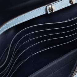 Pre Owned Coach Blue/Black Embossed Leather Hayden Crossbody Clutch