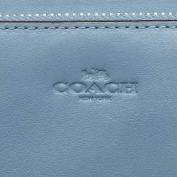 Pre Owned Coach Blue/Black Embossed Leather Hayden Crossbody Clutch