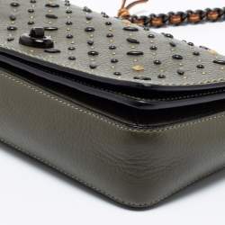 مملوكة مسبقًا حقيبة كتف كوتش دينكي جلد أخضر مرصعة