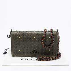 مملوكة مسبقًا حقيبة كتف كوتش دينكي جلد أخضر مرصعة