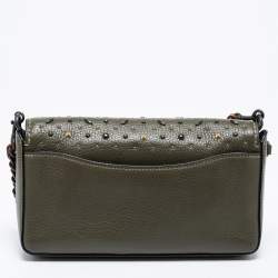 مملوكة مسبقًا حقيبة كتف كوتش دينكي جلد أخضر مرصعة