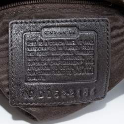 Pre Owned حقيبة هوبو كوتش سويدي وكانفاس بشعار ماركة بيج/بني