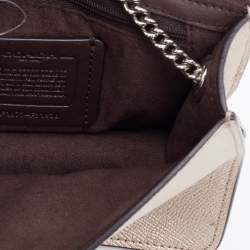 Pre Owned حقيبة كروس كوتش بويري جلد بيج ميتالك 