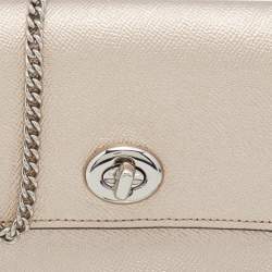 Pre Owned حقيبة كروس كوتش بويري جلد بيج ميتالك 