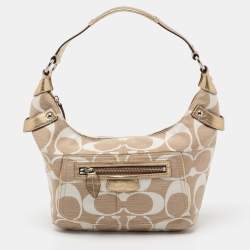 Coach Beige/White Signature Canvas Penelope Hobo