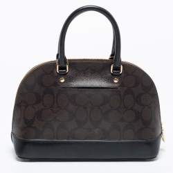 Pre Owned Coach Brown Signature Coated Canvas and Leather Mini Sierra Satchel