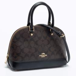 Pre Owned Coach Brown Signature Coated Canvas and Leather Mini Sierra Satchel