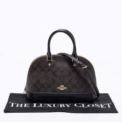 Pre Owned Coach Brown Signature Coated Canvas and Leather Mini Sierra Satchel