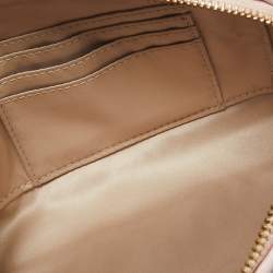 Pre Owned Coach Pink Gathered Leather Wristlet Clutch